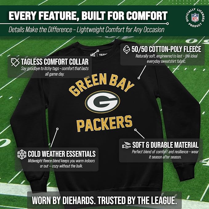 Team Fan Apparel NFL Adult Gameday Football Crewneck Sweatshirt - Cotton Blend - Stay warm, comfortable & stylish on game day