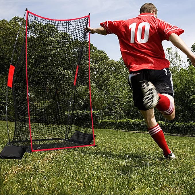 Football Kicking Net Throwing Target - 4x7FT Heavy Duty Iron Base for Backyard Practice Portable Quarterback Training for Youth with Sandbags