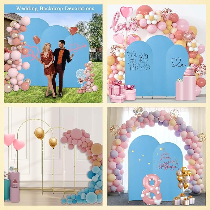 Wedding Arch & Cover Set, Metal Arch Backdrop Stand for Birthday, Baby Shower, Anniversary
