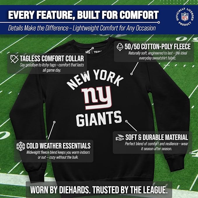 Team Fan Apparel NFL Adult Gameday Football Crewneck Sweatshirt - Cotton Blend - Stay warm, comfortable & stylish on game day