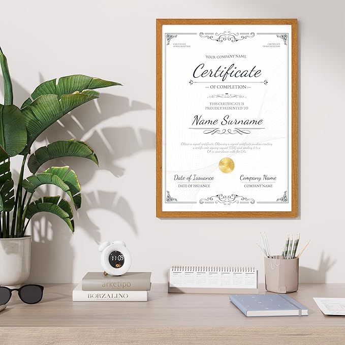 Axeman A2 Picture frame with mat for A3, Tempered Glass and Hanging Hardware Included Natural Teak Home Decor Art Hanging Poster Frame, Natural Teak