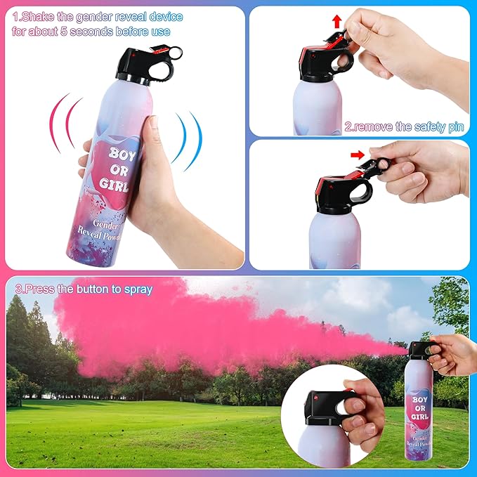 4 Pack Pink Gender Reveal Smoke Bombs for Baby Girl, Color Powder or Dust for Gender Announcement Idea, Baby Shower Decoration, Supply, Party