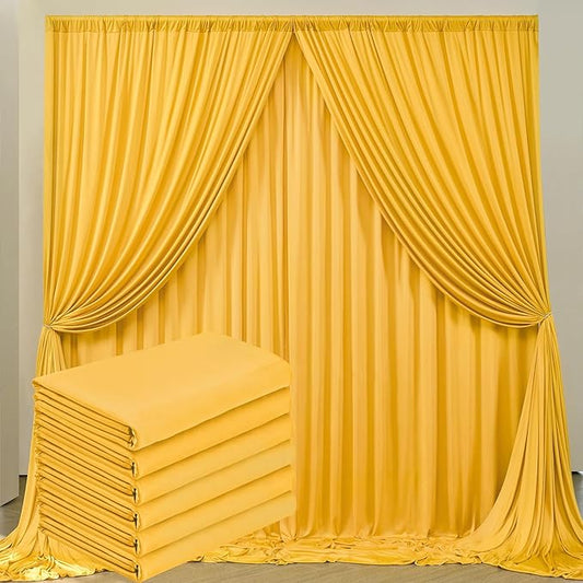 30 ft x 10 ft Wrinkle Free Yellow Backdrop Curtain for Parties, Ginger Polyester Photo Backdrop Drapes,Thick Background 6 Panels 5ft x 10ft for Baby Shower Wedding Birthday Party Backdrop Stand