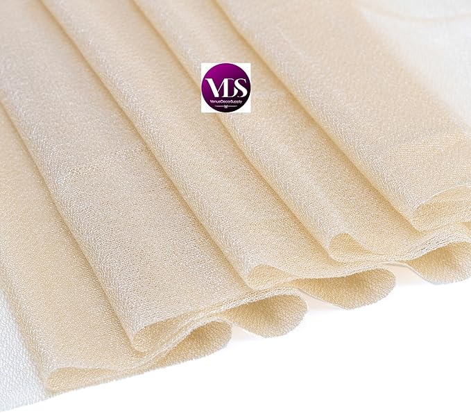 VDS Pack of 125, Champagne, Sheer Chiffon Chair Sashes Bows Chair Cover Back Tie Ribbon for Wedding Birthday Baby Shower Engagement Ceremony Event Party Banquet Restaurant Dining Chair Decoration