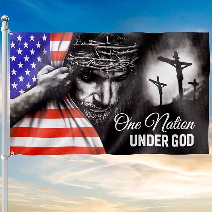 FLAGWIX 4x6 Patriot American Flags, One Nation Under God American Jesus Flag, Decorations For Home, Outside, Independence Day House Flag, Patriot Decorations - Outdoor Decor Flag with Grommets