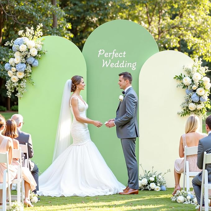 Green Arch Backdrop Cover 3 Set-4FT, 5FT, 6FT Spandex Fitted Wedding Arch Stand Covers for Baby Shower Birthday Party Wedding Ceremony Photo Balloon Arch Stand Background Decorations