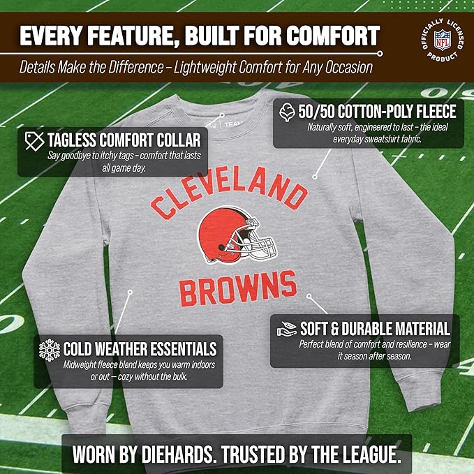 Team Fan Apparel NFL Adult Gameday Football Crewneck Sweatshirt - Cotton Blend - Stay warm, comfortable & stylish on game day