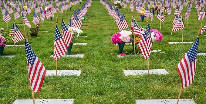 GIFTEXPRESS 24-Pack, Proudly MADE IN USA 8 x 12 Inch Spearhead Handheld American Flags on 24" Pole – Grave Marker USA Stick Flags