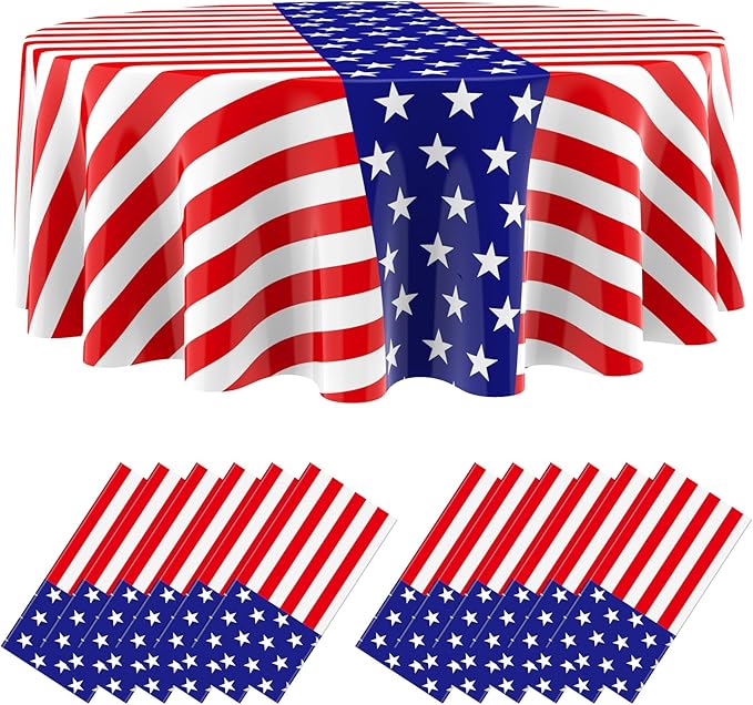 Oudain 12 Pcs Veteran Day Tablecloth 84 Inch Plastic American Flag Tablecloths Disposable 4th of July Table Cover for Veterans Memorial Independence Day Patriotic Party Supplies (Stripe)