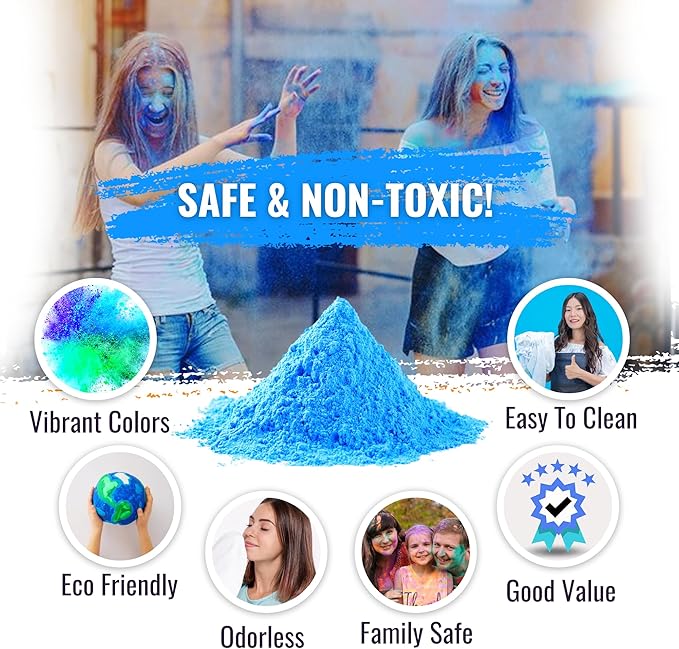 Color Blaze Baby Gender Reveal Color Powder - 10lbs of Blue Colored Powder - For Boy - Use in Color Blasters, Car Burnout, Exhaust, Toss, Photoshoot & Party - Pack of 2 Bags of 5lbs Each - Blue