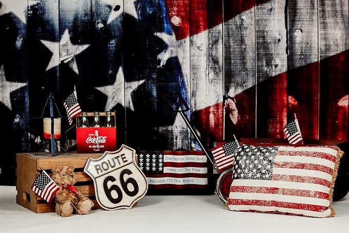 Kate 10x6.5ft America Flag Photography Backdrops Texture Wood Wall Patriotic Background Photo for Independence Day Backdrop