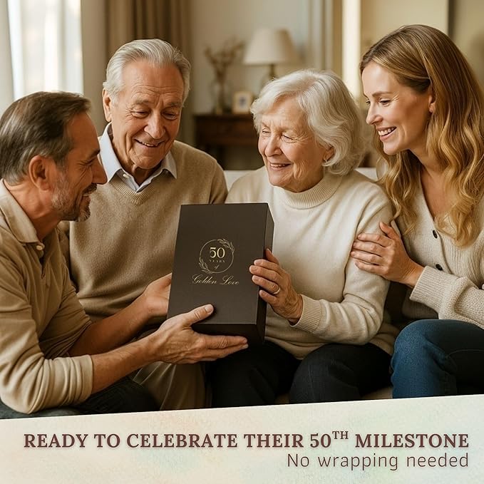50th Wedding Anniversary Couple Gifts - Iron and Marble Sculpture - Gifts for 50th Wedding Anniversary for Parents or Friends - Includes Present Box, Engraved Plaque and Poem Card
