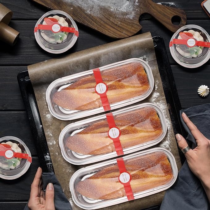 600 Pcs Valentine's Day Red Mini Loaf Pans with Lids and Spoons Sealing Stickers 6.8oz Disposable Aluminum Foil Muffin Baking Pans 5oz Cupcake Cups Cake Containers for Valentines Holidays Party