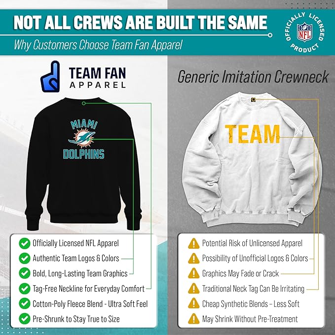Team Fan Apparel NFL Adult Gameday Football Crewneck Sweatshirt - Cotton Blend - Stay warm, comfortable & stylish on game day