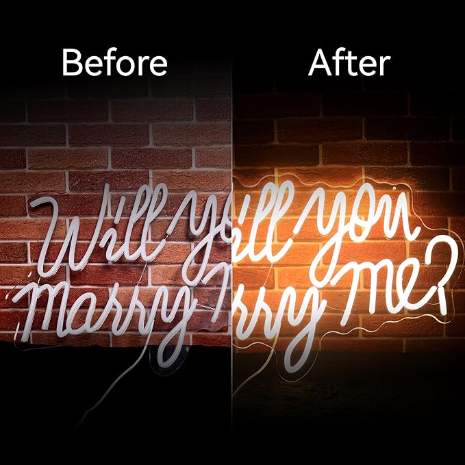 Will You Marry Me Neon Sign for Wedding Party Backdrop Marry Me Light Up Letters for Wall Decor Neon LED Signs for Marriage Proposal Valentine's Day Decorations 21.7x13.8 Inch (warm white)