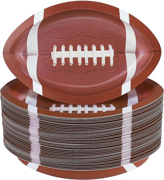 Kochorie 50 Pieces Football Plates 11.5 x 7.5 Inch Football Party Decorations Plastic Serving Trays Snack Serveware for Sports Game Day Birthday Supplies