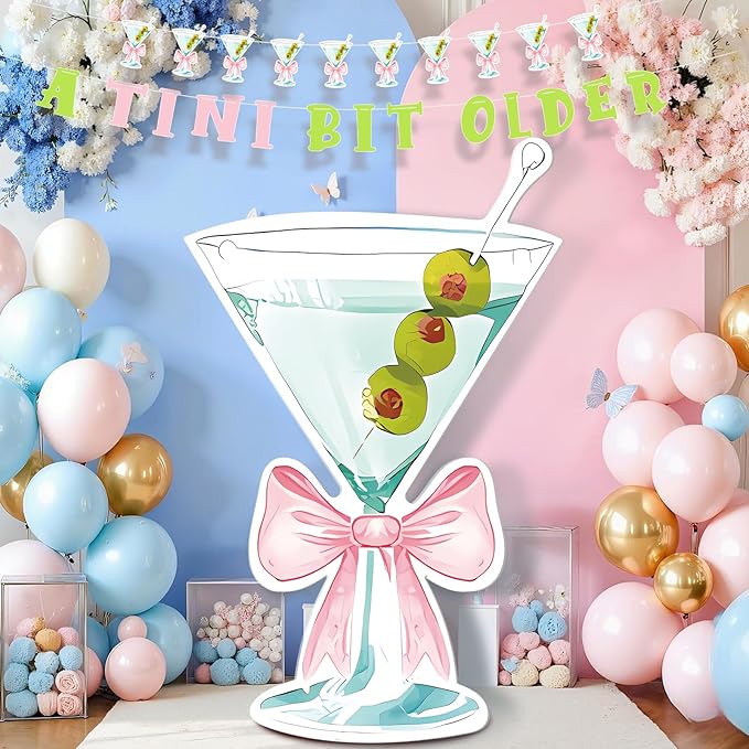 Large Martini Cardboard Cutouts, 30×47Inch Party Cardboard Cutout, Martini Party Decorations for Bachelorette Party Supplies Wedding Shower Birthday & 21st Legal Drinking Party Decor for Girls Women