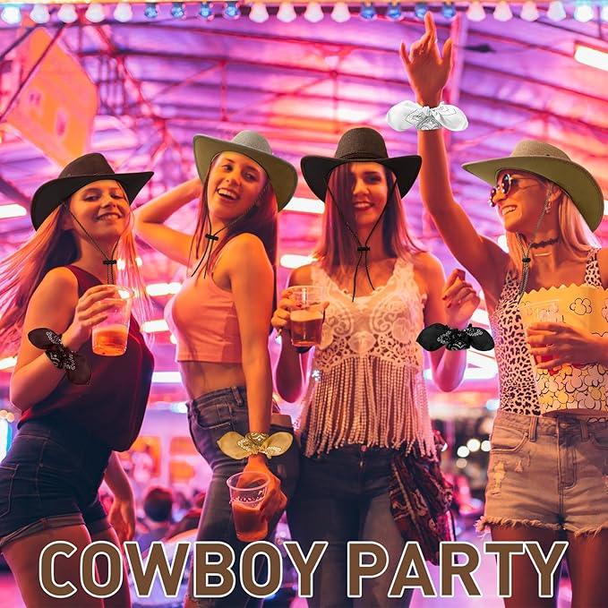 Zhanmai 12 Pcs Cowboy Hat and Bandana Cowboy Cowgirl Hats Bulk Western Party Costume Halloween Accessory