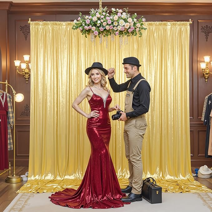 Besutolife 30×10 FT Gold Sequin Backdrop Curtains, Wrinkle-Free Heavy Party Backdrop Drapes No-shed Glitter Background for Wedding Birthday Graduation Bridal Baby Shower Christmas Photography Stage