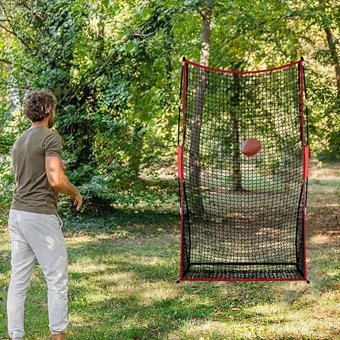 Football Kicking Net Throwing Target - 4x7FT Heavy Duty Iron Base for Backyard Practice Portable Quarterback Training for Youth with Sandbags