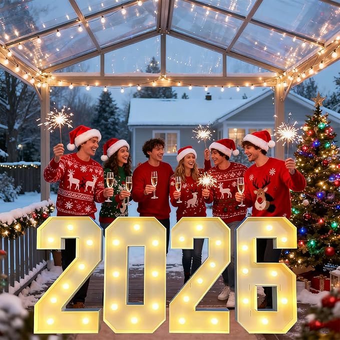 2.3 FT LED Light Up Number Sign - Class of 2026 Marquee Letters, Christmas & New Year Graduation Decor for Indoor Outdoor Celebration & Photo Backdrop