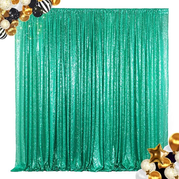 ShiDianYi 8 X 8, Ready to Dispatch,Mint Green Sequin Backdrops Photo Booth Backdrop Party Curtains,Wedding Background Sparkling Photography Prop