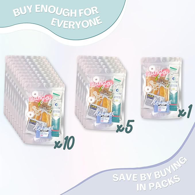 Hangover Kit (5 Pack) Pre Filled Party Favors, Goodie Bags, Gift for Bachelorette, Wedding, 21st Birthday, Girls Trip and All Celebrations