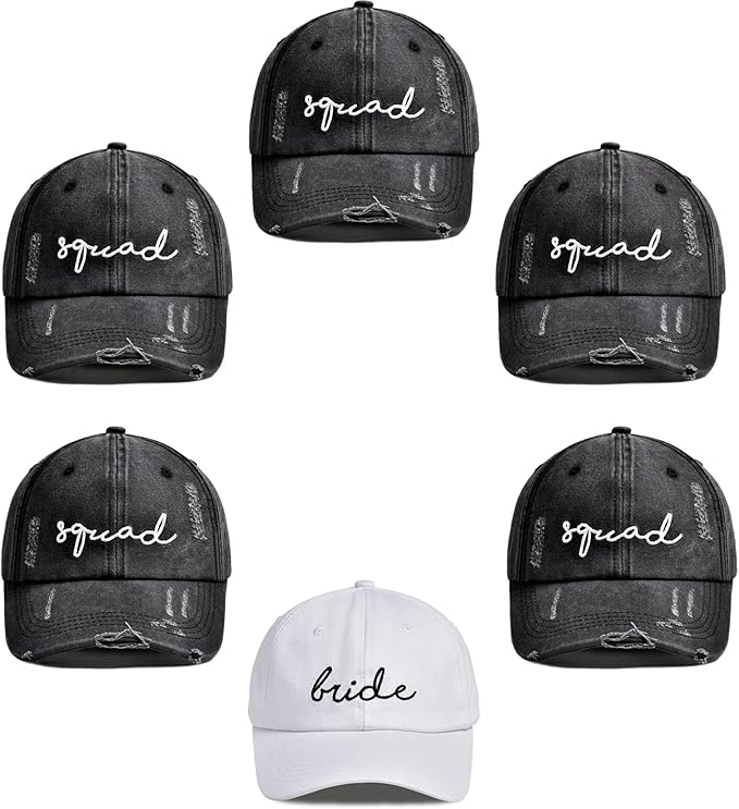 Bride Baby Bachelorette Party Hats, 6 Pack Perfect for The Bride Squad Baseball Trucker Hats