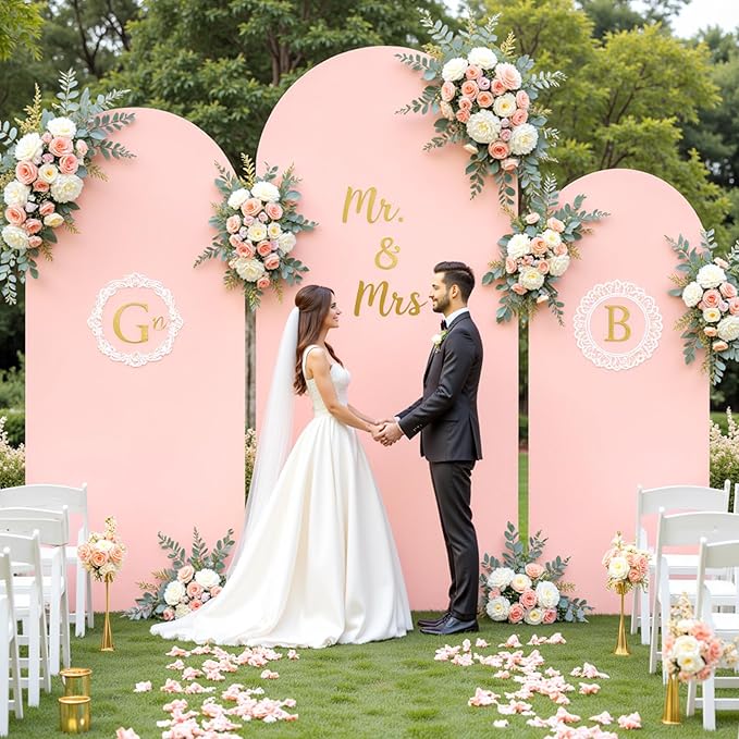 Dusty Rose Arch Cover 3 Set - 4FT, 5FT, 6FT Dusty Pink Arch Backdrop Cover Spandex Baby Shower Arch Stand Covers for Girls Birthday Party Wedding Bridal Shower Banquet Photo Background Decoration