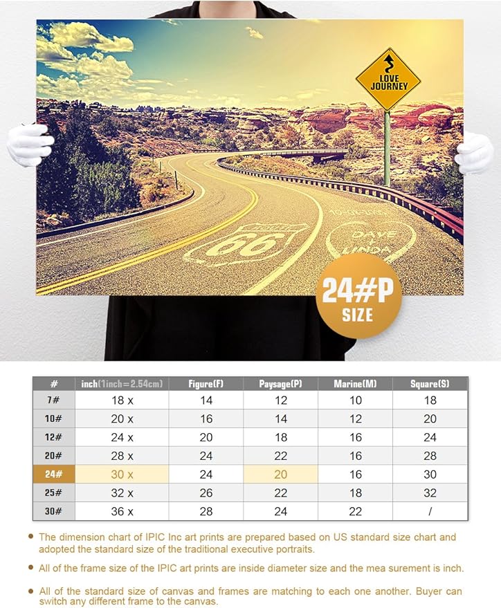 IPIC - Love Journey Personalized Canvas Print Artwork for Romantic Anniversary and Wedding gifts; 30x20