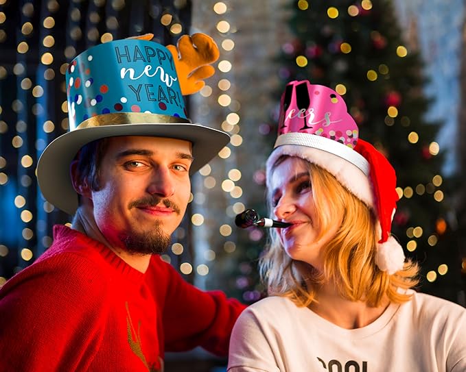 Crown Display New Years Party Favors 2026 200 Person Extravaganza Top Hats Tiaras Horns Noise Makers New Year Eve Hats Happy New Year Hats Decorations 2026 New Years Eve Party Favors