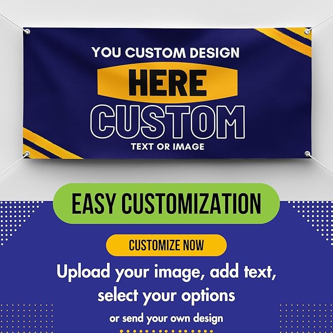 Personalized Custom Vinyl Banner Printing Indoor or Outdoor use Printed Business Event Birthday Party Large Custom Vinyl banner for Party Decoration Factory of Stickers (8'x25')
