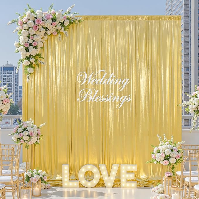 Besutolife 20×10 FT Gold Sequin Backdrop Curtains, Wrinkle-Free Heavy Party Backdrop Drapes No-shed Glitter Background for Wedding Birthday Graduation Bridal Baby Shower Christmas Photography Stage