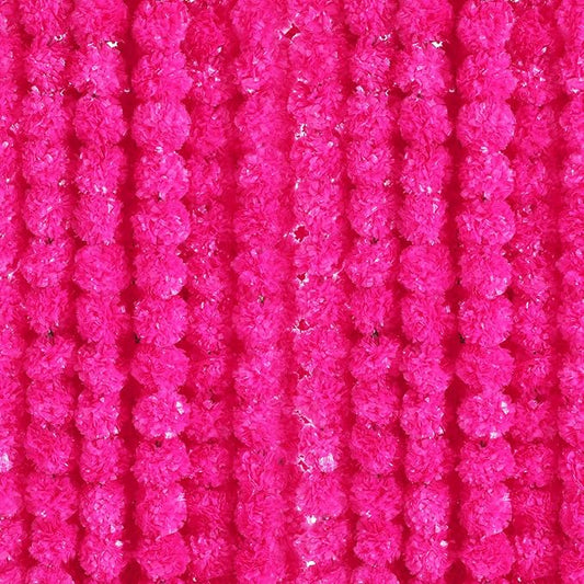 Giegxin 15 Pack Marigold Garland for Decoration 5 ft Long Strands Faux Artificial Marigold Flowers for Dia De Los Muertos Diwali Indian Wedding Party Decorations(Rose Red)