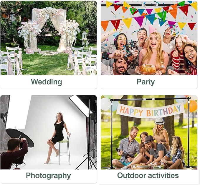 EMART Pipe and Drape Backdrop Stand Kit 8.5x10ft, Heavy Duty Back Drop Adjustable Stand with X-Shaped Base, Metal Background Frame for Parties Wedding Birthday Decoration Photography Photo Booth Video