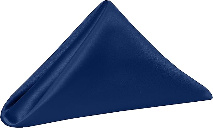 Ultimate Textile Regal Blue Bridal Satin Wedding Napkins 17" x 17" (Set of 60) - Cloth Napkins Bulk Set, Wrinkle & Stain Resistant Polyester for Events