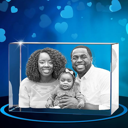 ArtPix 3D Crystal Photo, Valentines Day Personalized Gifts for Women, Wife, Men, Her, Him, Great V-Day Custom Gift With Your Own Photo, Customized Glass 3D Laser Etched Picture Wedding