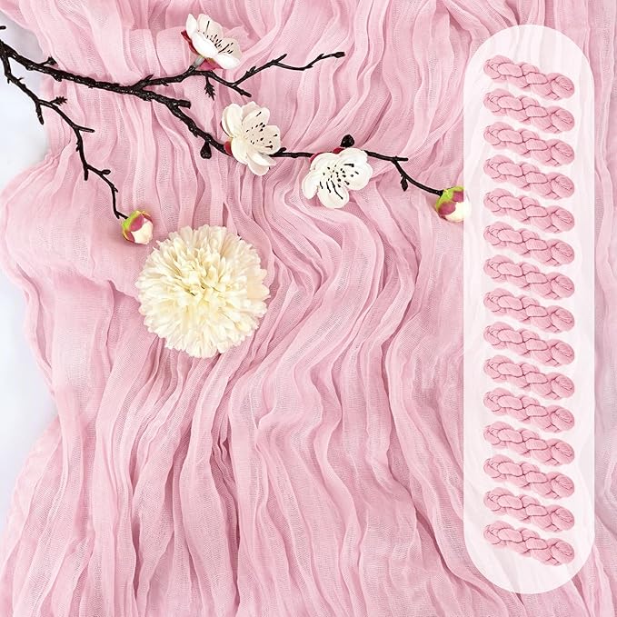 15 Pack Light Pink Cheesecloth Table Runner 17 x 108 Inch Fall Thanksgiving Boho Rustic Farmhouse Gauze Cheese Cloth Runner for Wedding Party Baby Shower Home Decor Holiday Decorations