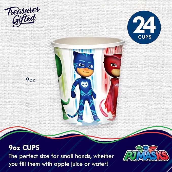 PJ Masks Birthday Party Supplies - Serves 24 Guests - Dinnerware Deluxe Set - Tablecloth, Plates, Napkins & Cups