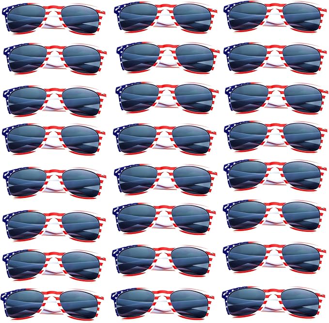 Fsmiling Bulk American Sunglasses USA Flag Sunglasses Patriotic Sunglasses-10/24Pack