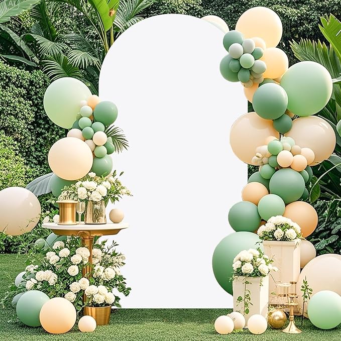 7.2 FT Wedding Arch Backdrop Stand with Cover Gold Backdrop Stands for Parties and White Arch Cover Metal Arches Stand and Covers Set for Birthday Party Baby Shower Graduation Banquet Decor