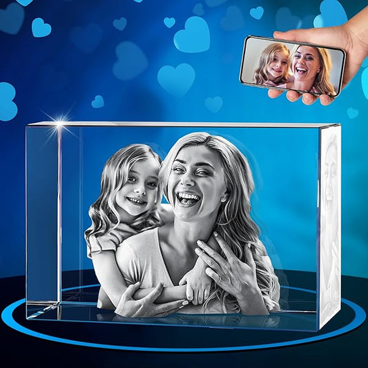 ArtPix 3D Crystal Photo, Valentines Day Personalized Gifts for Women, Wife, Men, Her, Him, Great V-Day Custom Gift With Your Own Photo, Customized Glass 3D Laser Etched Picture Wedding