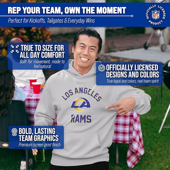 Team Fan Apparel NFL Adult Gameday Hooded Sweatshirt - Poly Fleece Cotton Blend - Stay Warm and Represent Your Team in Style