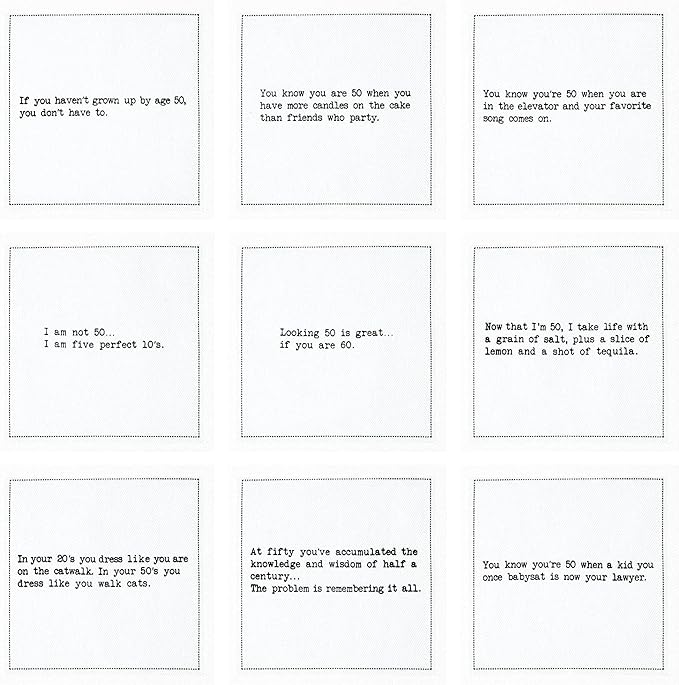 Five Star Funny 50th Birthday Quotes | White Cotton Cocktail Napkins | 50 Luxury Disposable Beverage Napkins with Witty Bar Quotes | Drink Napkins for Parties, Bars, Weddings & Game Nights