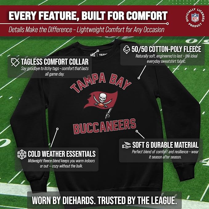 Team Fan Apparel NFL Adult Gameday Football Crewneck Sweatshirt - Cotton Blend - Stay warm, comfortable & stylish on game day
