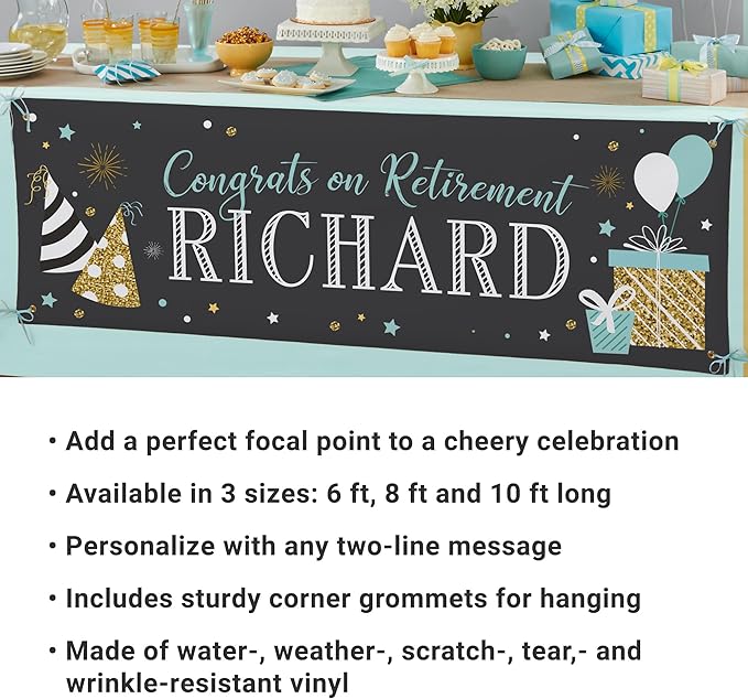Let's Make Memories Personalized Happy Birthday Banner - Choose Any Year - 40th 50th 60th 75th - Party Decorations - Custom Indoor/Outdoor Vinyl Banner - Any Message - Chalkboard Celebration - 6ft