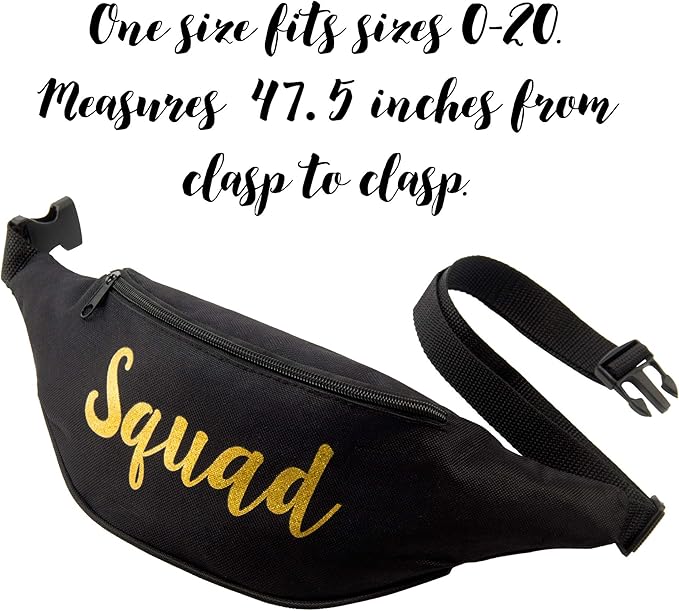 Bachelorette Party Fanny Packs – 7 Pack Bride & Squad Fanny Packs with Cursive Design