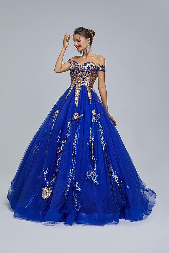 Engerla Women's Beading Sweetheart Ball Gown Tulle Layed Long Quinceanera Dress