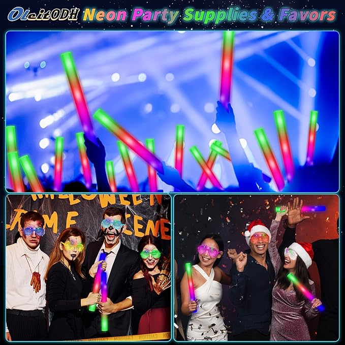 Glow in the Dark Party Supplies Set Bulk Neon Party Favor Toys Includes 20 Led Light up Glasses 10 Color20 Light up Foam Sticks Bulk for Disco Wedding Birthday Concert Halloween Raves Party