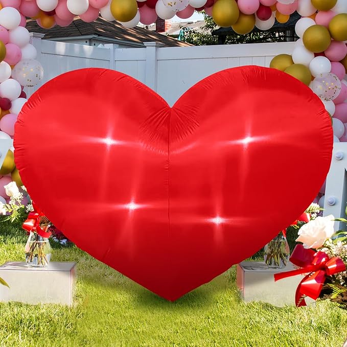7 Ft Valentine Inflatables Heart Outdoor Decorations with LED Lights, Red Valentines Giant Heart Blow Up Yard Decorations, Romantic Inflatable Decor for Valentines Day Wedding Anniversary Yard Garden